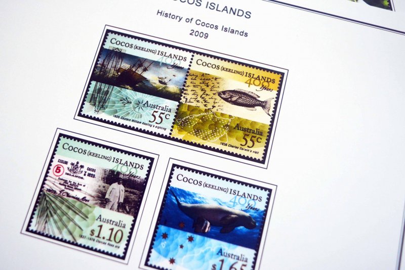 COLOR PRINTED COCOS ISLANDS 1963-2020 STAMP ALBUM PAGES (69 illustrated pages)