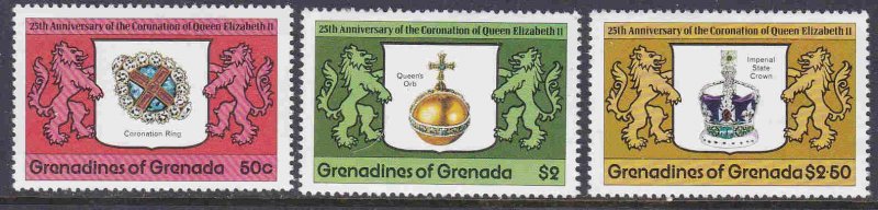 Grenada-Grenadines #270-72 F-VF Mint NH ** QE II Coronation