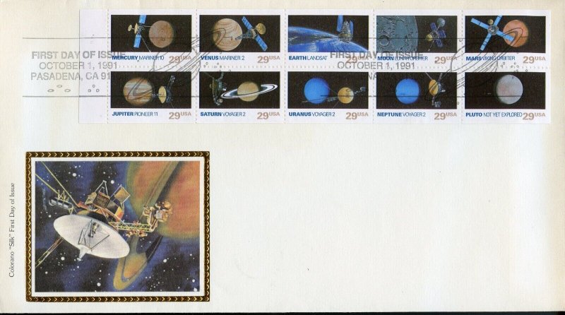 UNITED STATES 1991: COLORANO CACHET SOLAR SYSTEM BOOKLET PANE FIRST DAY COVER