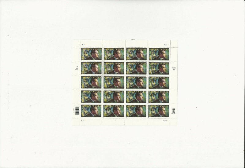 US Stamps Sheet/Postage Sct #3444 Thomas Wolfe-novelistMNH F-VF OG  FV 6.60