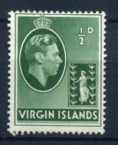 VIRGIN ISLANDS;  1938 early GVI  issue fine Mint hinged 1/2d. value