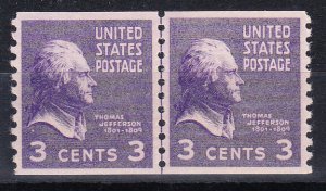 MOstamps - US #842 Mint OG NH Coil Line Pair - Lot # 2338