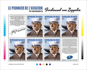 NIGER - 2023 - Ferdinand von Zeppelin -  Perf 6v Sheet - Mint Never Hinged