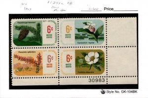 United States Postage Stamp, #1379a Mint NH Plate Block, 1969 Botanical (AG)