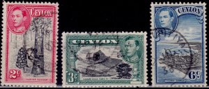 Ceylon 1938-52, KGVI Definitives, sc#278-280, used