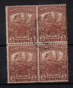 Newfoundland 3d Caribou fine used block of 4 SG132 WS31877
