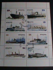 ​SCOTLAND-STAFFA STAMP-1974 WORLD RARE FAMOUS SHIPS CTO FULL-SHEET VERY FINE