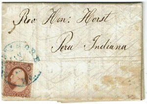 1859 Baltimore, MD cancel in blue on folded letter, 3c type I, Scott 25