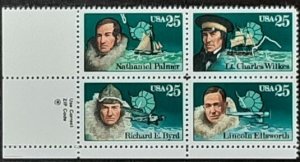 US Scott # 2386-2389; 25c Antarctica Explorers, 1988; XF; MNH, og; Block of 4