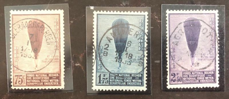 1933 Belgium 251-253 Auguste Piccard Stratosphere Balloon LH Used Stamp Set