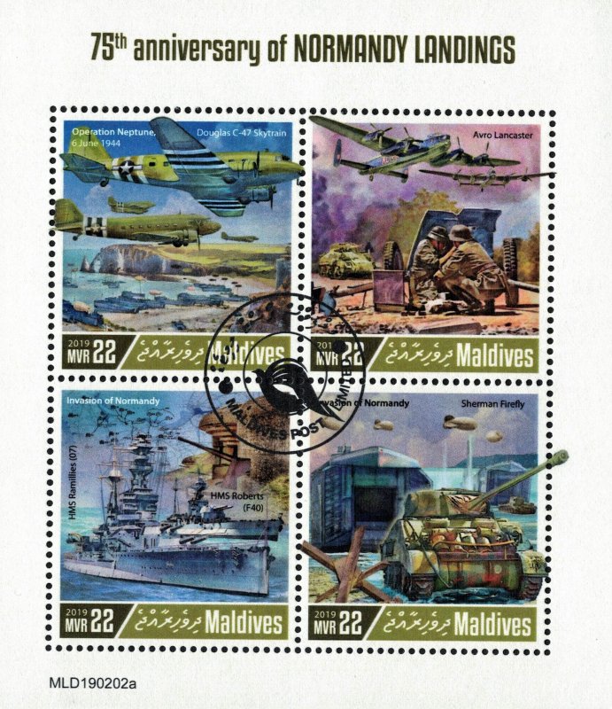 MALDIVE 2019 - WW2, Normandy landings / minisheet