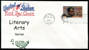 3871 US 37c James Baldwin SA FDC,  Artopages cachet