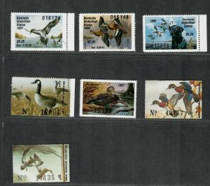 Kentucky Sc#1-7 M/NH/VF, State Duck Stamps, Cv. $76