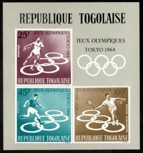 Togo 1964 - Tokyo Summer Olympics - Imperf Souvenir Sheet - Scott C43a - MNH