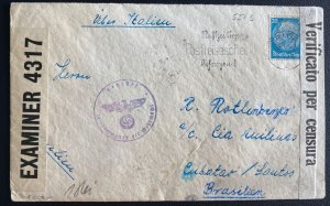 1940 Gorlitz Germnay Dual Censored Cover To Santos Brazil Israel Kleemaron