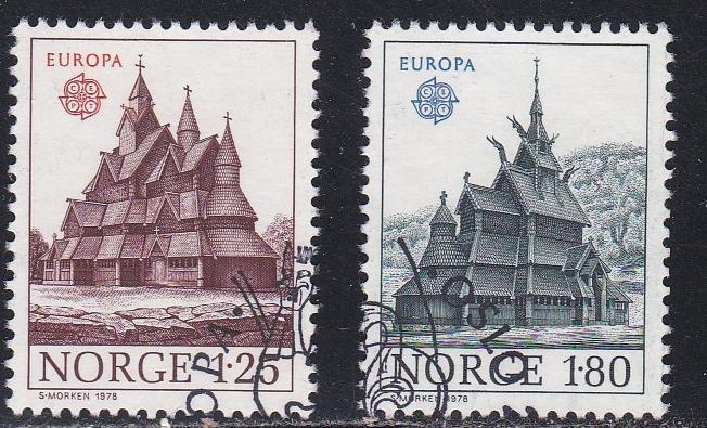 Norway # 727-728, Europa  - Heddal Stave Church, Used Set, 1/2 Cat.