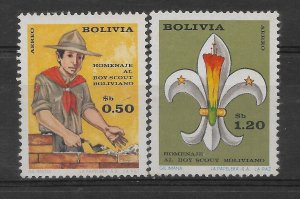 BOLIVIA 1970 Bolivian Boy Scouts Scouting Airmail Scott c307/8 Mint