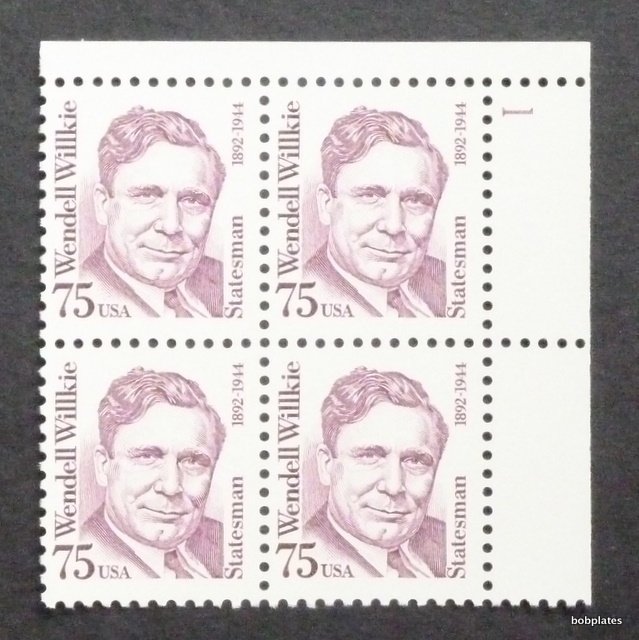 BOBPLATES #2192 Wilkie Plate Block F-VF NH SCV=$8 ~ See Details for #s/Pos