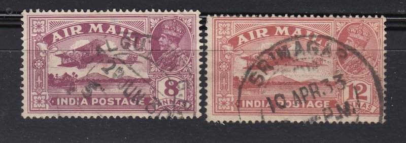 J28344 1929-30 india hv,s of set used #,c5-6 airmail bi-plane