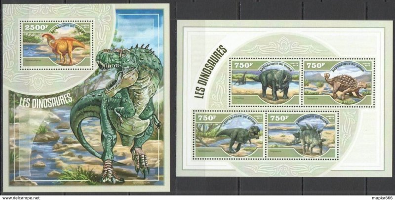 2014 Niger Fauna Prehistoric Animals Dinosaurs 1+1 ** St2758