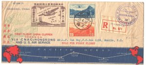1937 First Flight SHANGHAI to San Francisco Cover-Return Manila 04-29-1937.