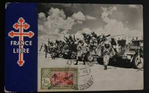 1943 Pondicherry French India RPPC Real Picture Postcard Cover Free France