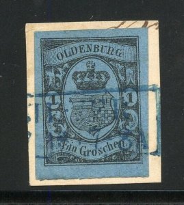 GERMAN STATES OLDENBERG  SCOTT #13 USED  XF/S+ON PIECE