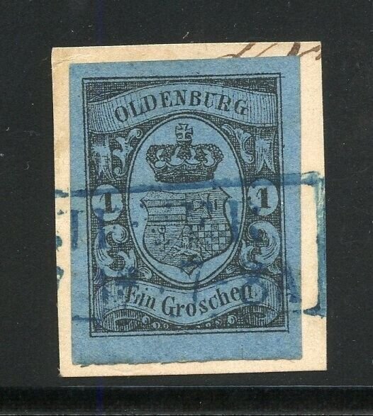 GERMAN STATES OLDENBERG  SCOTT #13 USED  XF/S+ON PIECE