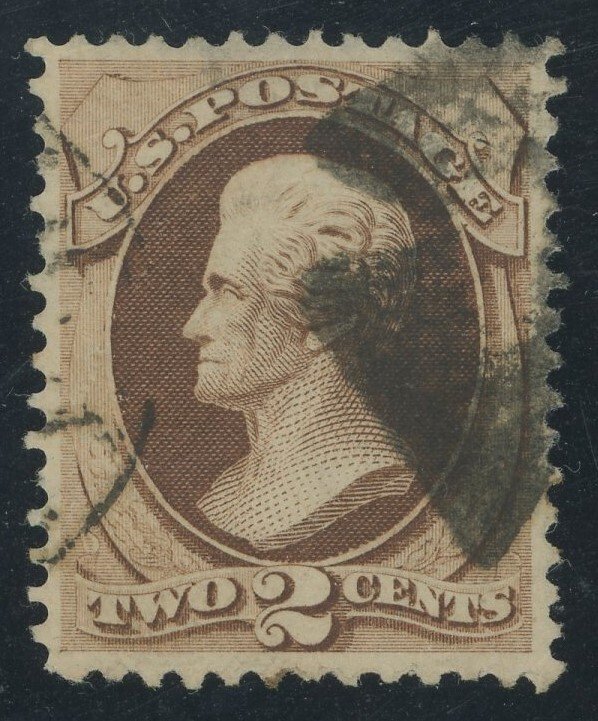 USA 157 - 2 cent Jackson (Brown) - VF app used - tiny thin spot