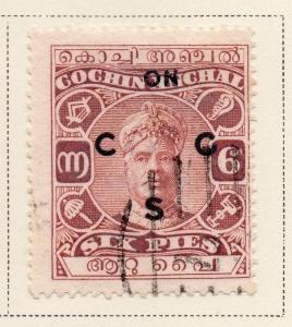 Indian States Cochin 1922-23 Early Issue Fine Used 6p. Optd 084258