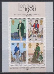 Great Britain,  Rowland Hill, London 1980 (SC# 874a) MNH SS