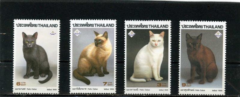 THAILAND 1995 Sc#1617-1620 FAUNA CATS SET OF 4 STAMPS  MNH 