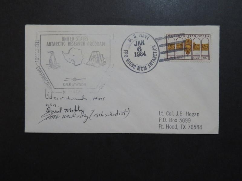 US 1984 Antarctic Research Cover / Crew Signed / MCM FPO CDS - Z9221