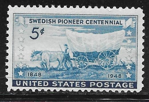 USA 958: 5c Swedish Pioneer with Covered Wagon Moving Westward, MNH, F-VF