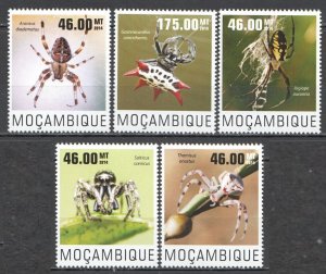 Wb297 2014 Mozambique Spiders Insects Fauna #7560-64 Set Mnh