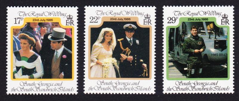 South Georgia Royal Wedding Prince Andrew 3v SG#158/60 SC#