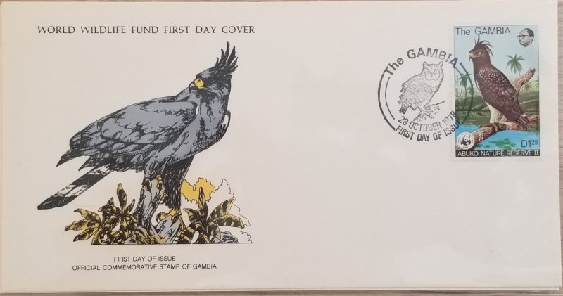 O) 1978 GAMBIA, RESERVE, WWF BIRDS OF PREY AND WILDLIFE, LONG CRESTED HAWK EAGLE