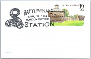 US SPECIAL EVENT POSTAL CARD RATTLESNAKE STATION AT MANGUM OKLAHOMA 1994 V2