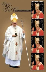 Nevis - Pope John Paul II - 4 Stamp Sheet NEV1028