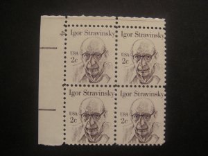 Scott 1845, 2c Igor Stravinsky, PB4 #4 UL, MNH Great American Beauty