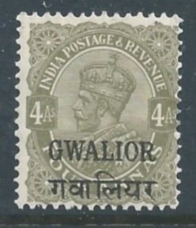 India-Convention States-Gwalior #76 NH 4a King George V Issue Ovptd. Gwalior