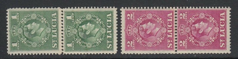 St. Lucia, Scott 135a-136a (SG 146a-147a), MNH paste-up pairs 