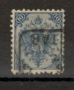 BOSNIA AUSTRIA-USED STAMP, 10 Kr  erf. 10½ -PLATE II -INCORRECT PERFORATION-1894