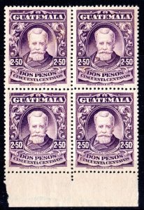 Guatemala 1924 Sc#218 LORENZO MONTUFAR Politician Block of 4 MNH