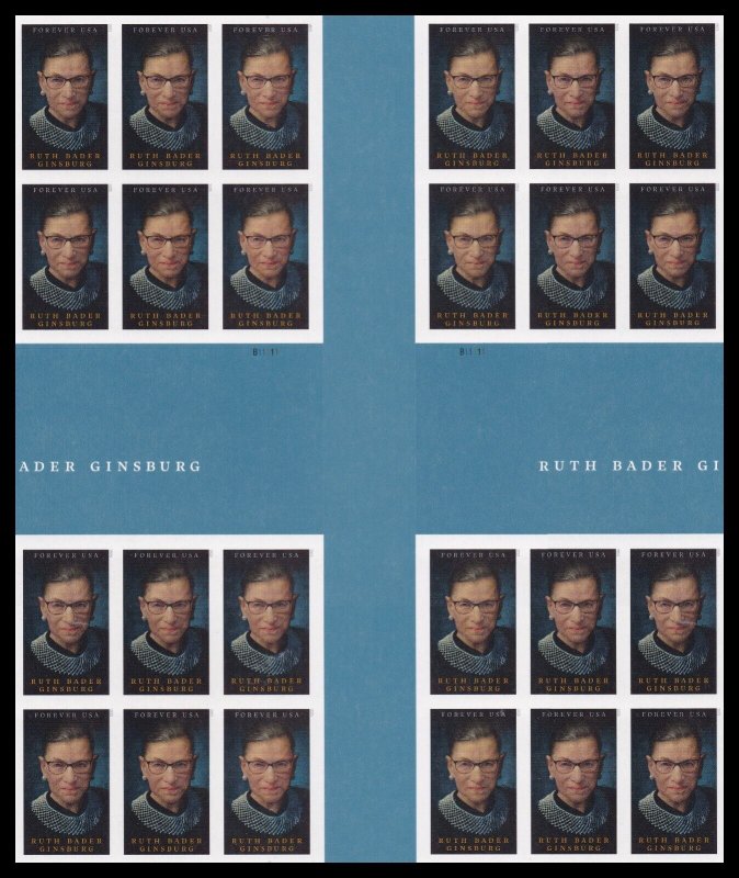 US 5821a Ruth Bader Ginsburg imperf NDC cross gutter block 24 MNH 2023