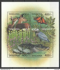 Tanzania Flora & Fauna Animals Birds Butterflies Reptiles 1Kb ** Stamps Pk210