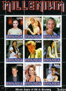 Rwanda 1999 MILLENNIUM MOVIE STARS Sheet Perforated Fine Used VF