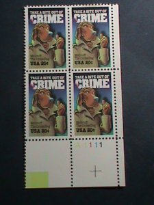 ​UNITED STATES -1984 SC#2102 CRIME PREVENTION -MNH PLATE BLOCK OF 4 VERY FINE