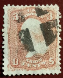 US #65 Used Darker Rose Shade VF 1861