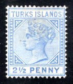 Turks Islands #52 VF,   Unused,   CV $3.50   ....    6620006